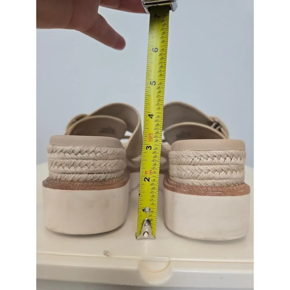 MIA Espadrille Platform Slide Sandals Tan Suede 11W Boho Cozy Summer Flatforms
